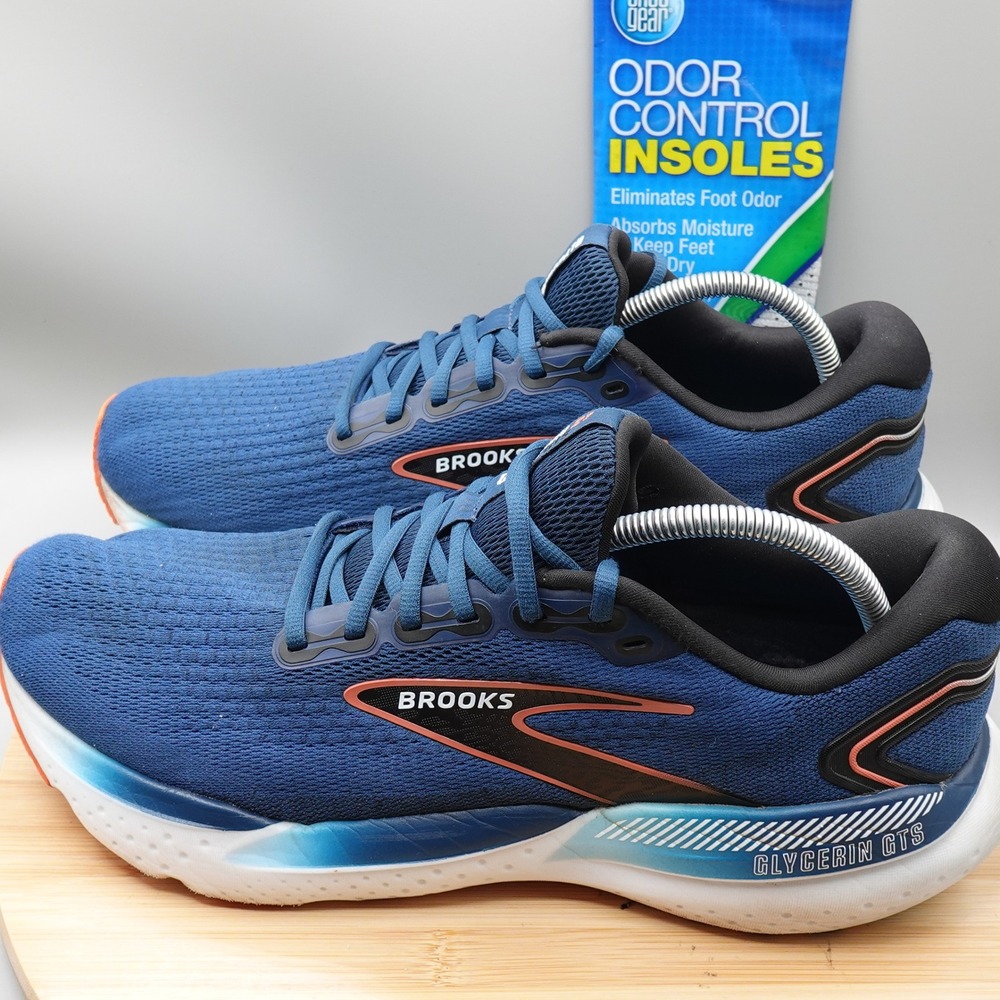 Brooks Shoes Mens 12.5D Blue Glycerin GTS 21 Running Sneakers 1104201D474 Flaw